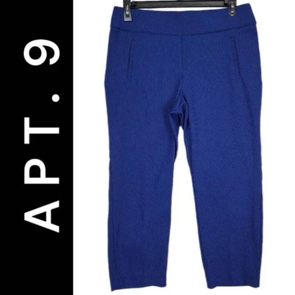 Apt 9 Blue Stretch Flat Front Crop Pants Ankle Length plush - Picture 1 of 8